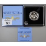 Queen Victoria 200th Anniversary 1 oz silver proof coin with COA in fitted box and accessories. (B.