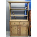 Late 19th/early 20th Century pine open back kitchen dresser. (B.P. 21% + VAT)