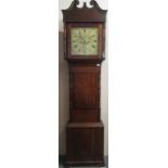 Early 19th Century Welsh North Wales oak 8 day cottage longcase clock, the face marked Owen, Owen