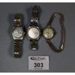 Two Seiko ladies steel bracelet watches and a Smiths ladies steel bracelet watch. (3) (B.P. 21% +