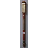 19th Century mahogany cased stick barometer and thermometer by Robert Carr Woods, 47 Hatton
