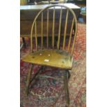 19th Century Welsh primitive stick backed sycamore and ash spindle backed chair on four legs with