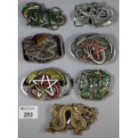 Collection of seven dragon design metal belt buckles. (7) (B.P. 21% + VAT)