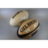 Gilbert size 5 rugby ball signed by various Swansea RFC rugby players circa 1990's, together with
