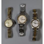 Two Seiko ladies steel bracelet watches and a Smiths ladies steel bracelet watch. (3) (B.P. 21% +