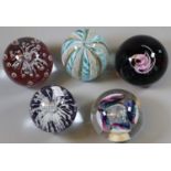 Collection of Caithness and other glass paperweights to include 'Mistral', etc. (5) (B.P. 21% + VAT)