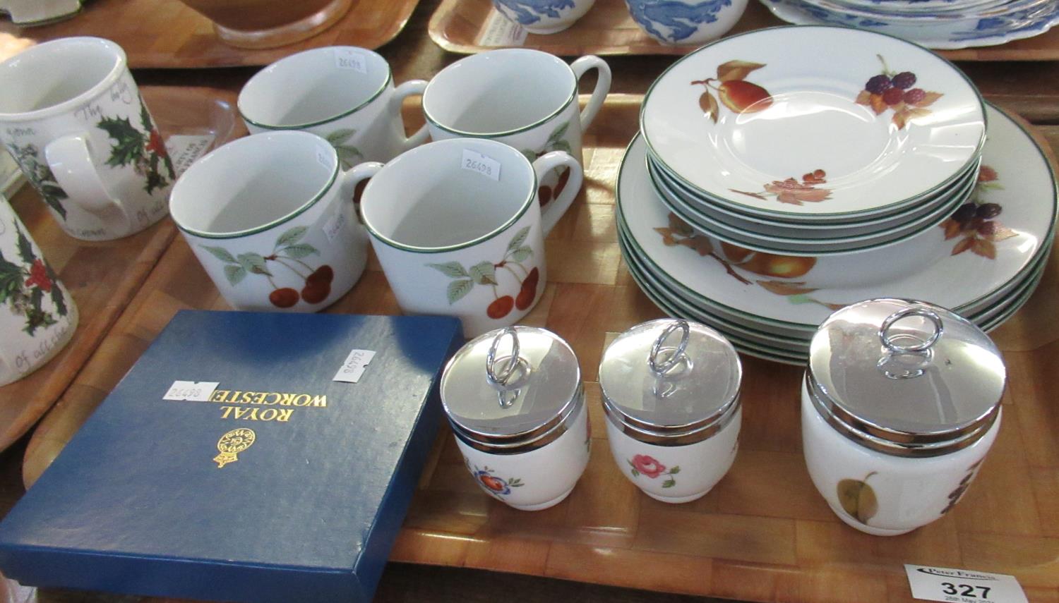 Tray of Royal Worcester Evesham Vale and other similar items to include; cups, saucers, plates,