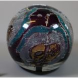 Large art glass paperweight by S.J. Penn-Smith numbered 326, with multicoloured abstract and
