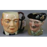 Royal Doulton character jug of Montgomery, together with a Winston Churchill character jug by