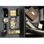 Large box of silver jewellery including a cased silver topped cruet set. (B.P. 21% + VAT)