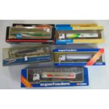 Box containing Corgi diecast model tankers, to include; Superhaulers Renault cab and fuel tanker -