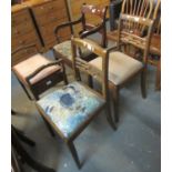 Pair of 19th Century bobbin and rail back farmhouse chairs, together with a 19th Century mahogany