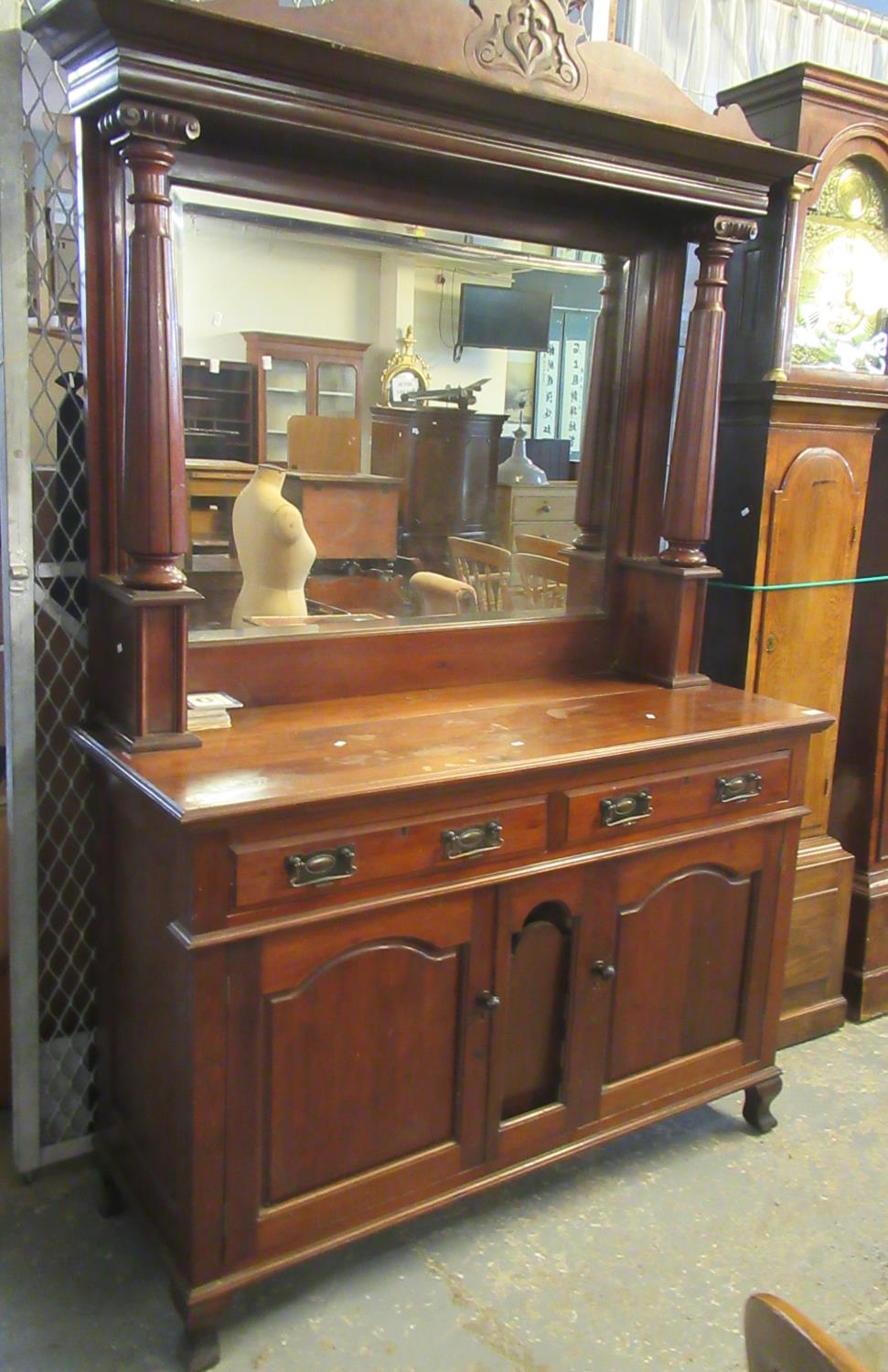 Early 20th Century mahogany mirror back sideboard. (B.P. 21% + VAT)