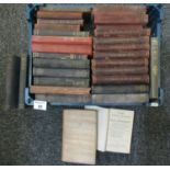 Box of antiquarian books to include; various late 19th Century volumes with leather spines published