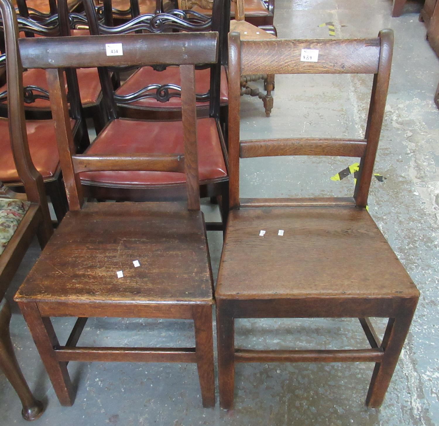 Two similar 19th Century oak bar back farmhouse kitchen chairs. (2) (B.P. 21% + VAT)