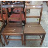 Two similar 19th Century oak bar back farmhouse kitchen chairs. (2) (B.P. 21% + VAT)