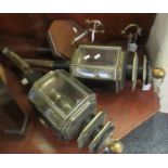 Pair of vintage carriage lamps, together with wall mounted brackets. (4) (B.P. 21% + VAT)