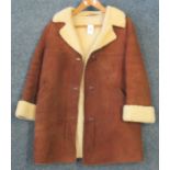 Vintage 70's Morlands vintage sheepskin coat with leather covered buttons, Made in Glastonbury