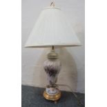 Floral design porcelain lamp with shade, marked Louis Nichole for the Franklin Mint to the