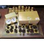 Modern Lardy chess set with Brian Elye & Co table top timer. (B.P. 21% + VAT)