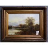 British School (early 20th Century), river scene, oils on canvas. 38 x 53cm approx, framed. (B.P.