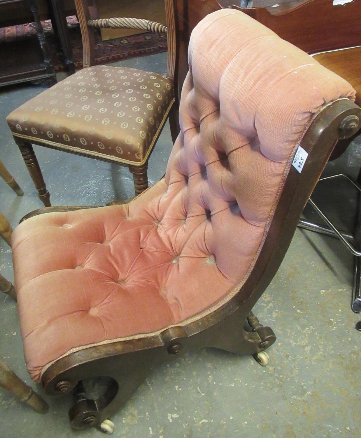 19th Century mahogany curve and spiral back dining chair, together with a Victorian mahogany