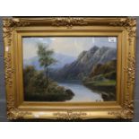 British School (early 20th Century), Highland loch scene, indistinctly signed, oils on board. 35 x