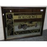 Rolls Royce 'the Best Car in the World' a reproduction advertising mirror, framed. 47 x 63cm approx.