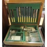 Oak cased canteen of silver plated cutlery, probably incomplete. (B.P. 21% + VAT)