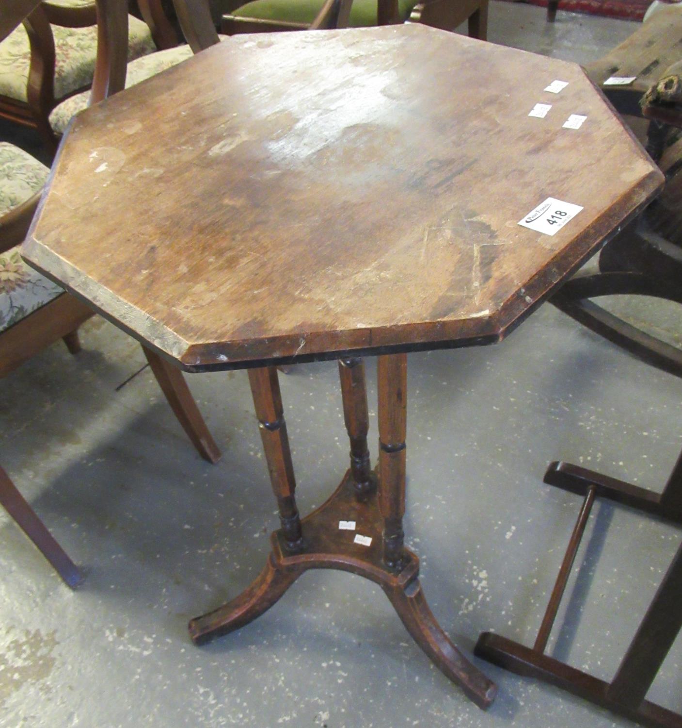 Victorian mahogany octagonal tripod lamp or side table. (B.P. 21% + VAT)