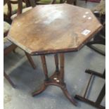 Victorian mahogany octagonal tripod lamp or side table. (B.P. 21% + VAT)