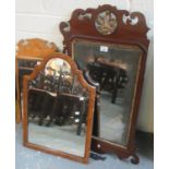 Two 19th Century fret cut mirrors, one with walnut frame, the other mahogany with distressed