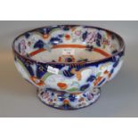 Staffordshire Imari design floral pedestal centre bowl. (B.P. 21% + VAT)