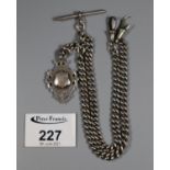 Victorian silver double Albert chain with T bar. Approx weight 52g. (B.P. 21% + VAT)