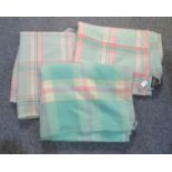 Three woollen check design blankets or carthen, one with a Derw Made in Wales label. (3) (B.P. 21% +