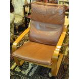 Modern leather armchair on a bentwood frame. (B.P. 21% + VAT)
