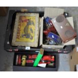 Box of vintage Meccano and other toys, including; Meccano no. 2 in box, Dinky Supertoys bulldozer,