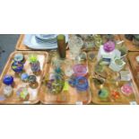 Three trays of assorted glassware to include; Caithness glass paperweights, Mdina, Jo St Clair and