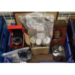 Box of assorted items to include; bag of costume jewellery, pocket watches, pocket watch parts,