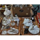 Two trays of, majoritively ceramic, ballet dancers. (B.P. 21% + VAT)