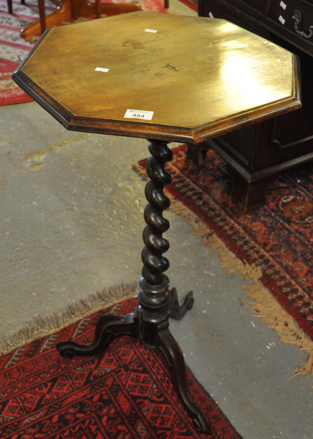 Late 19th Century mahogany octagonal tripod barley twist lamp table. (B.P. 21% + VAT)