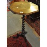 Late 19th Century mahogany octagonal tripod barley twist lamp table. (B.P. 21% + VAT)