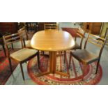 1960's/70's Danish teak twin pedestal dining table by E. Valentinsen, together with a set of six
