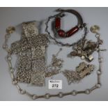 Collection of white metal and silver jewellery and belts. (B.P. 21% + VAT)
