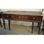 19th Century mahogany sideboard converted from a piano standing on fluted and turned tapering legs