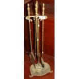 Brass companion stand with tongs, poker, shovel etc. (B.P. 21% + VAT)