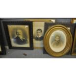 Four Victorian framed and glazed portraits, one of a young boy in an oval frame. (4) (B.P. 21% +