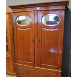 Early 20th Century oak two door mirrored wardrobe. with under drawer. (B.P. 21% + VAT)