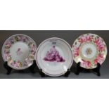 Three 19th Century Welsh saucers, one in Swansea style with roses. (3) (B.P. 21% + VAT)