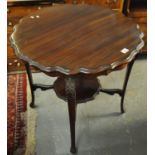 Edwardian mahogany piecrust top occasional table with under tier. (B.P. 21% + VAT)